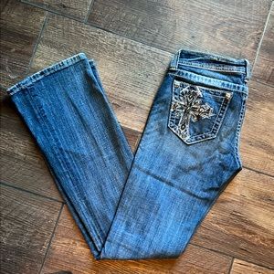 Miss Me Cross Embellished Bootcut Jeans Size 28